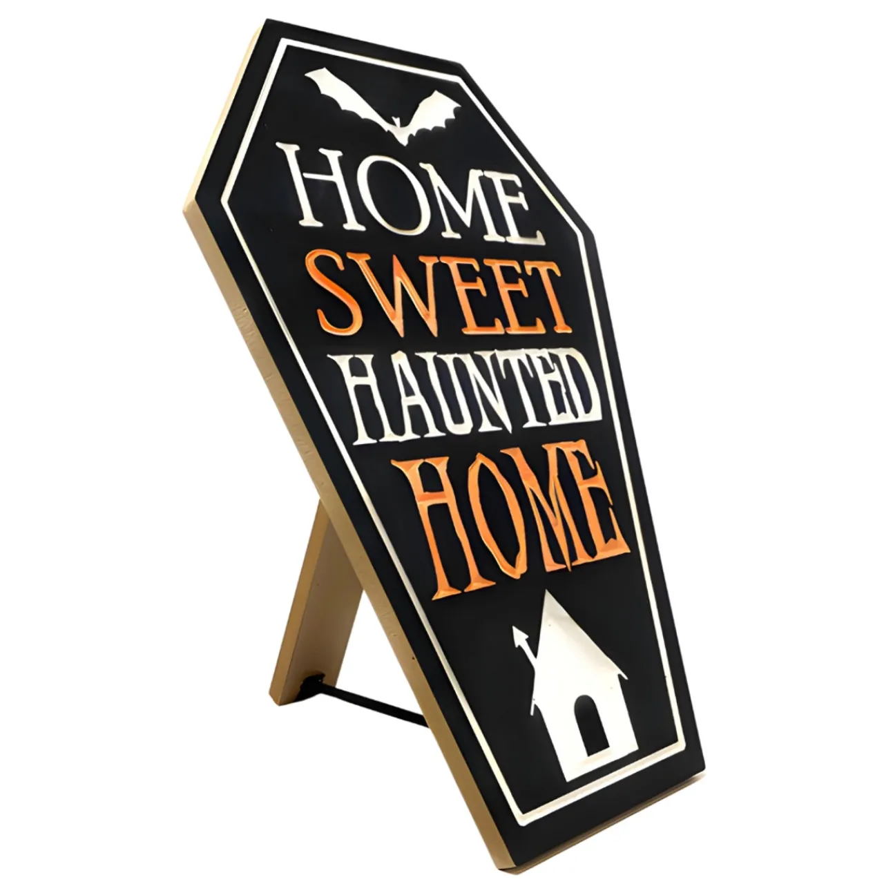 Home Sweet Haunted Home Engraved Wooden Easel Sign|