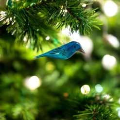 Indigo Bunting Wood Bird Ornament| New