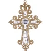 Jeweled Glittering Gold Cross Ornament With Square Gem| Best