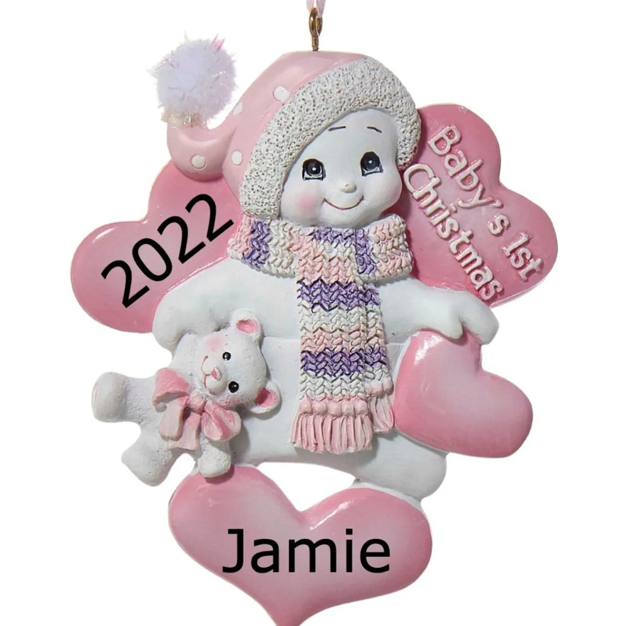 - Personalized Pink Baby's 1st Christmas Snowman Ornament | The Christmas Loft|Kurt Adler Best