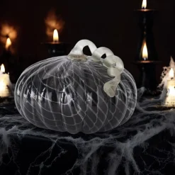 Large Black And White Swirls Handblown Glass Pumpkin| Discount