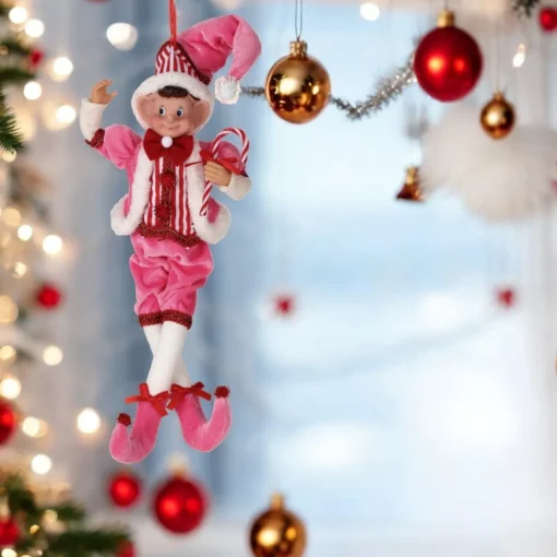 Large Fabric Pink Sweets Pixie Elf Ornament| Online