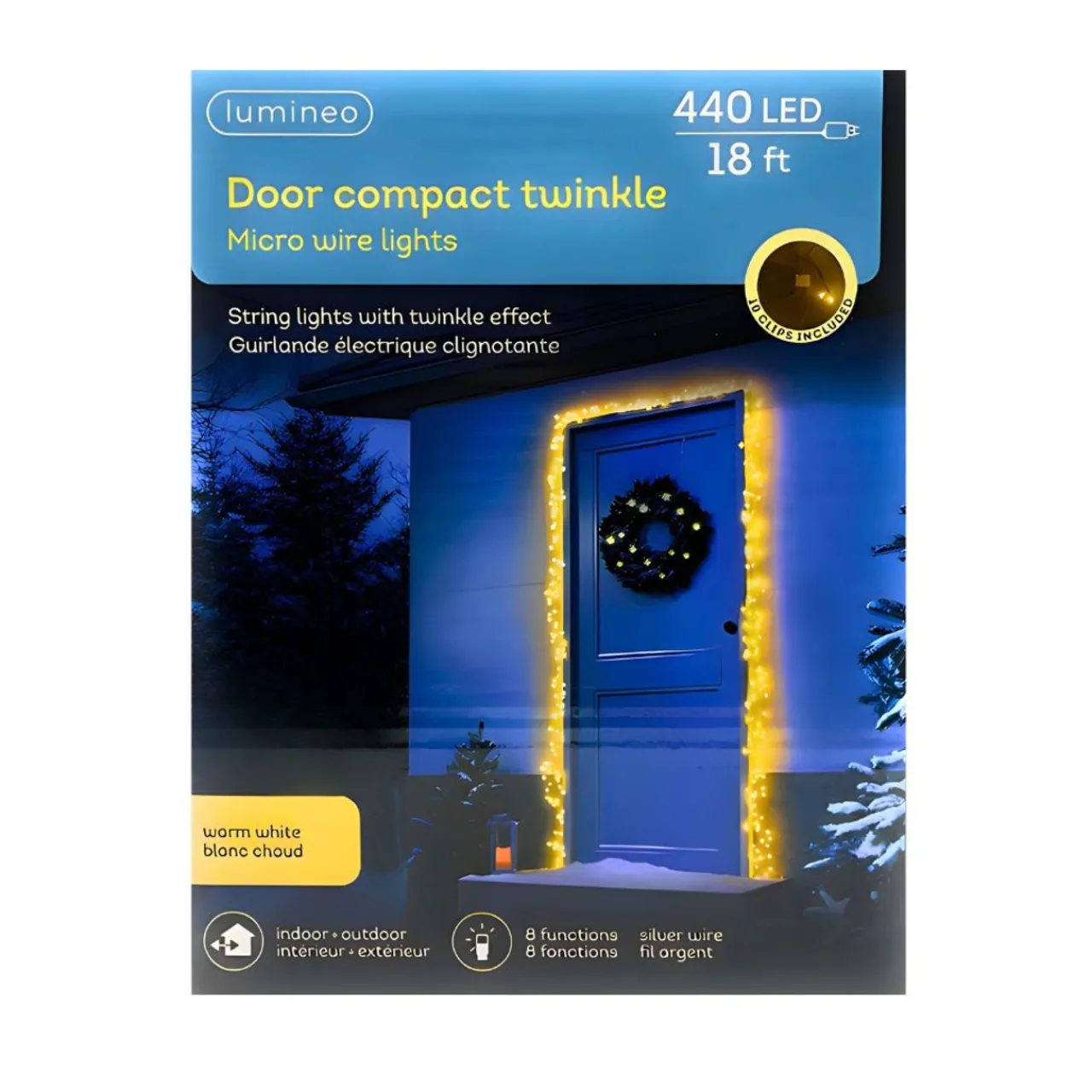 LED Door Lights, Warm White, 18ft, 8-Function Twinkle|Lumineo Discount
