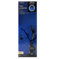 LED Tree Polestar - 432 Warm White Flashing Lights, 6 Lit Drops|Lumineo