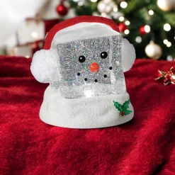 Lighted Cube Head Snowman Swirling Shimmer| New