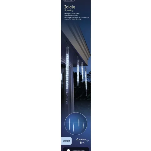 6 LED Cool White Snowing Icicle Lights Transparent Wire - The Christmas Loft|Lumineo Clearance