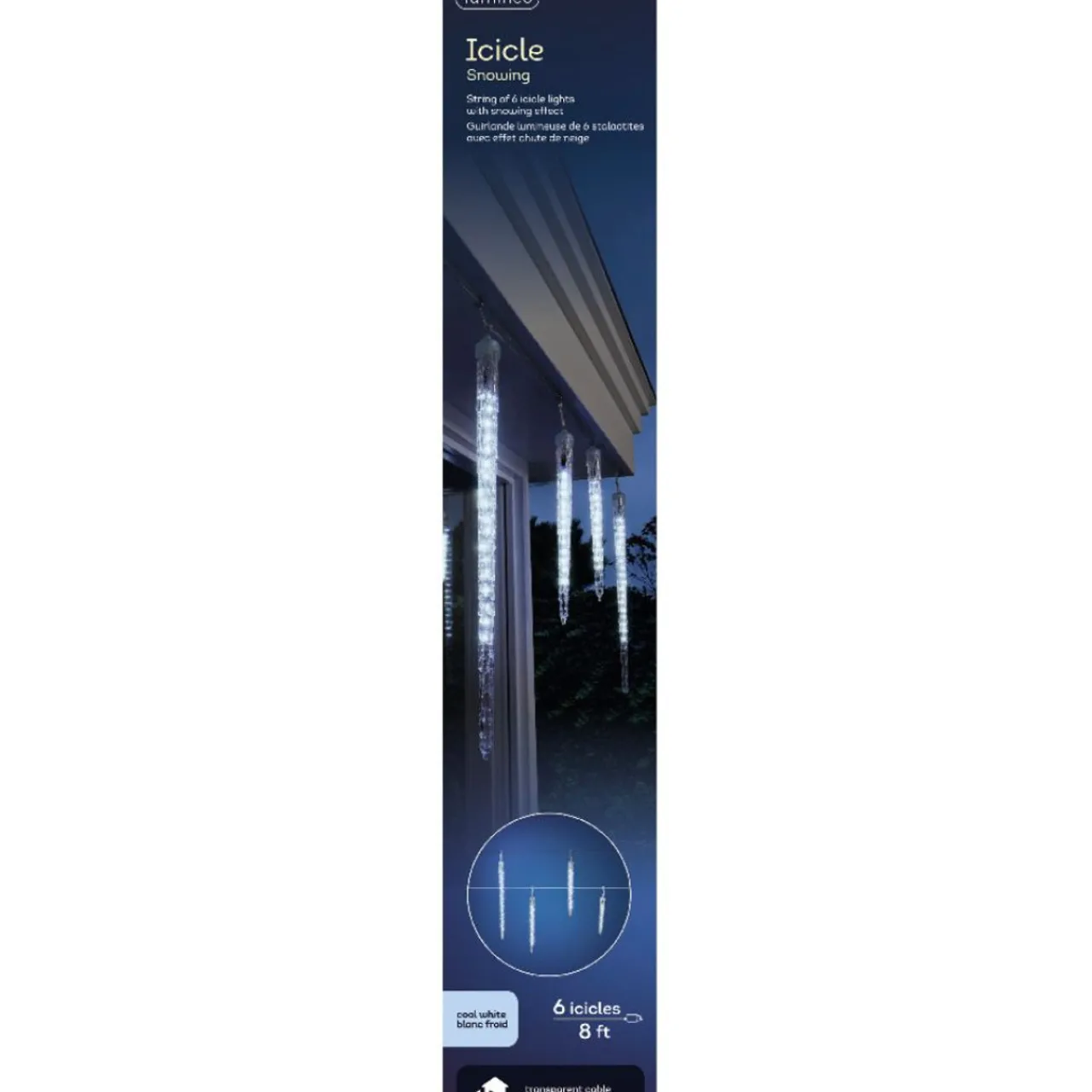6 LED Cool White Snowing Icicle Lights Transparent Wire - The Christmas Loft|Lumineo Clearance