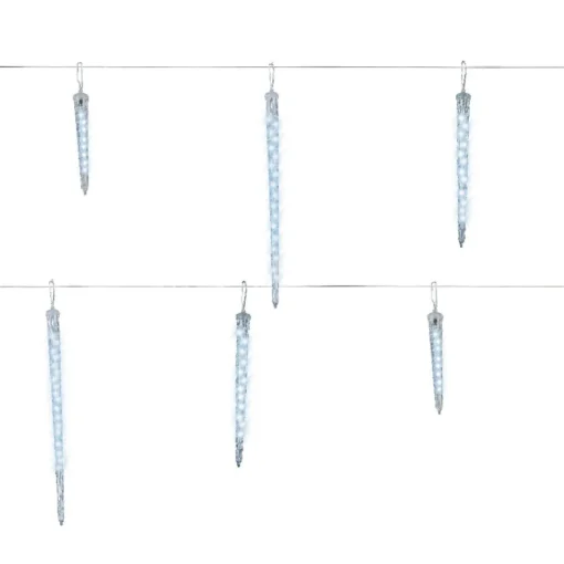 6 LED Cool White Snowing Icicle Lights Transparent Wire - The Christmas Loft|Lumineo Clearance
