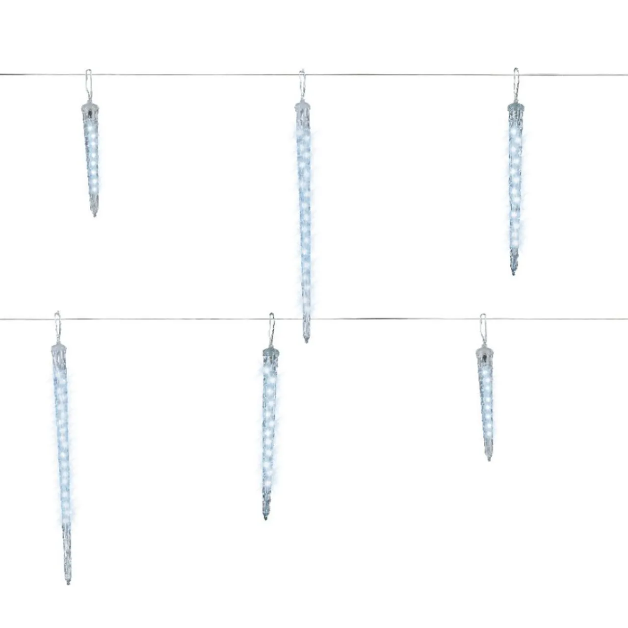 6 LED Cool White Snowing Icicle Lights Transparent Wire - The Christmas Loft|Lumineo Clearance