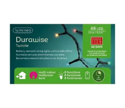 48 LED Multi-Colored Battery-Operated Christmas Lights Set, Black Wire 1|Lumineo Sale