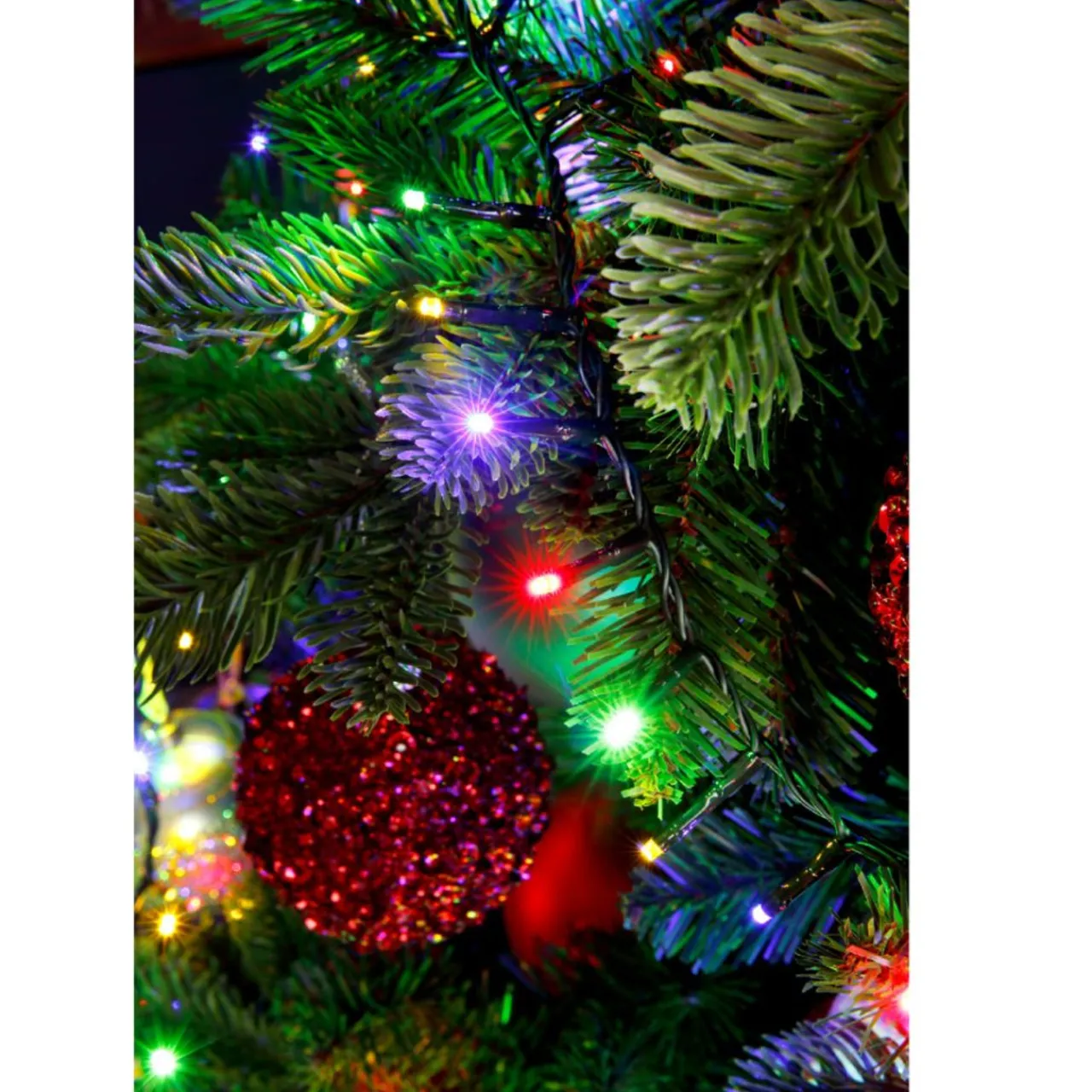 1000 LED Multi-Colored Christmas Compact Lights Set, Green Wire 74 Feet|Lumineo