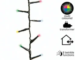 1000 LED Multi-Colored Christmas Compact Lights Set, Green Wire 74 Feet|Lumineo