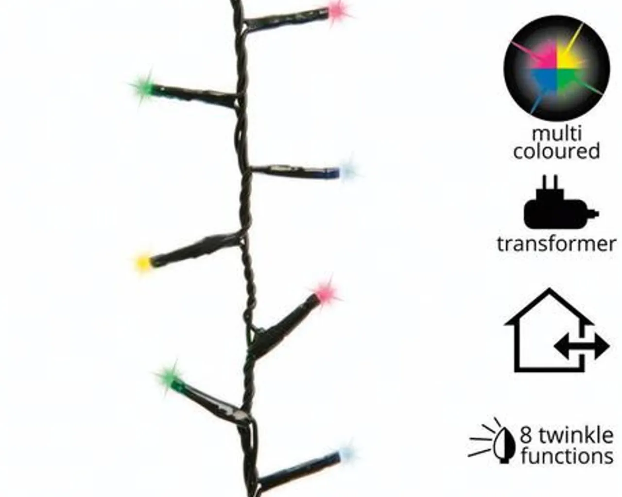 1000 LED Multi-Colored Christmas Compact Lights Set, Green Wire 74 Feet|Lumineo