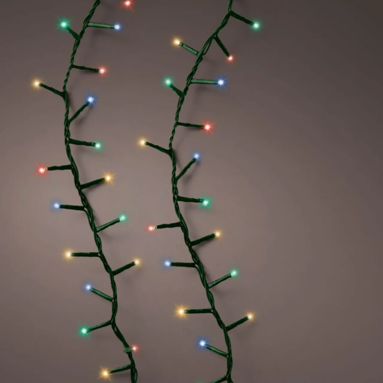 1000 LED Multi-Colored Christmas Compact Lights Set, Green Wire 74 Feet|Lumineo