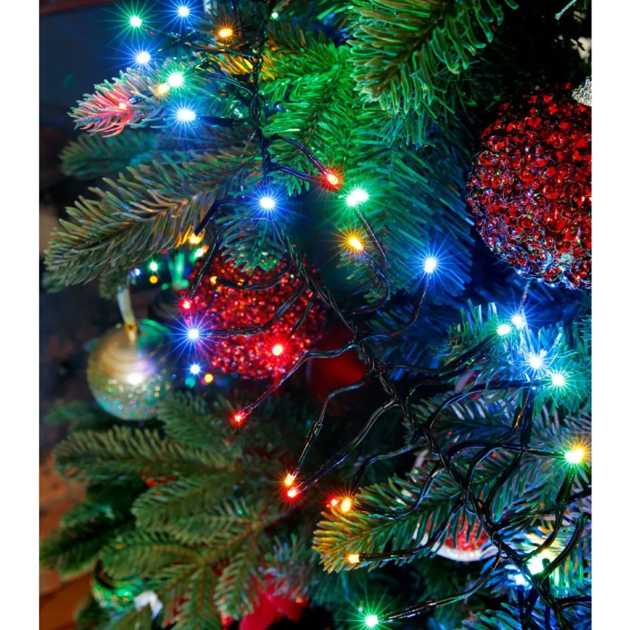 1512 LED Multi-Colored Cluster Lights Green Wire | The Christmas Loft|Lumineo
