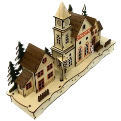 Lighted Wood Winter Village Scene|Lumineo Online