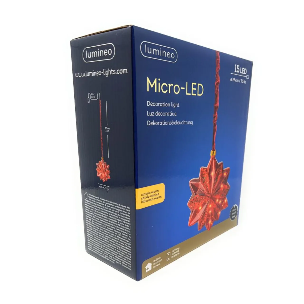 Micro LED Red Glass 12 Pointed Star - The Christmas Loft|Lumineo Sale