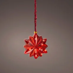Micro LED Red Glass 12 Pointed Star - The Christmas Loft|Lumineo Sale