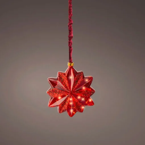 Micro LED Red Glass 12 Pointed Star - The Christmas Loft|Lumineo Sale