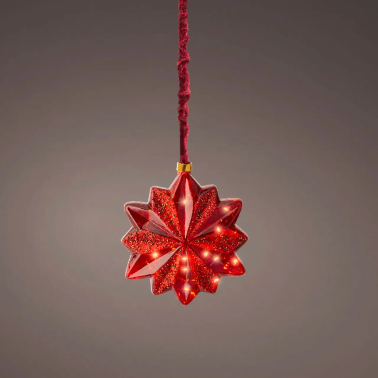 Micro LED Red Glass 12 Pointed Star - The Christmas Loft|Lumineo Sale