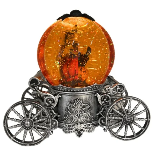 Orange B/O Lighted Halloween Spinning Water Globe w/ Rotating Figurine| New