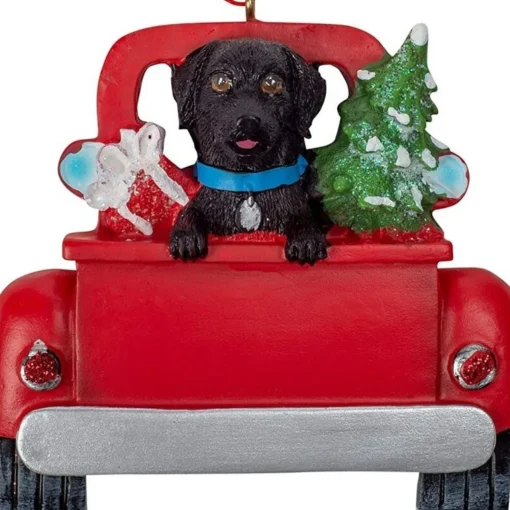 Personalized Black Labrador In Back Of Truck Ornament | The Christmas Loft|Kurt Adler Online