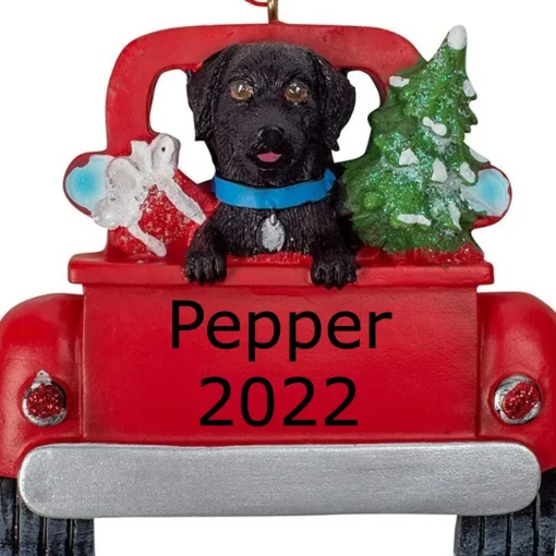 Personalized Black Labrador In Back Of Truck Ornament | The Christmas Loft|Kurt Adler Online