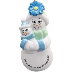 Personalized Blue Grandmas First Christmas Ornament|