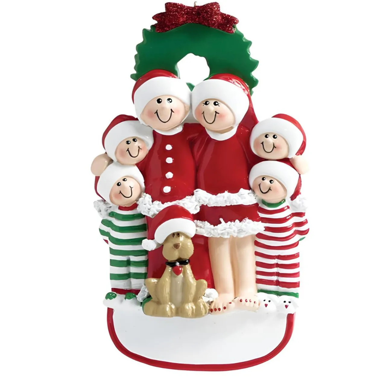 Personalized Family of Six Christmas Ornament with Dog|