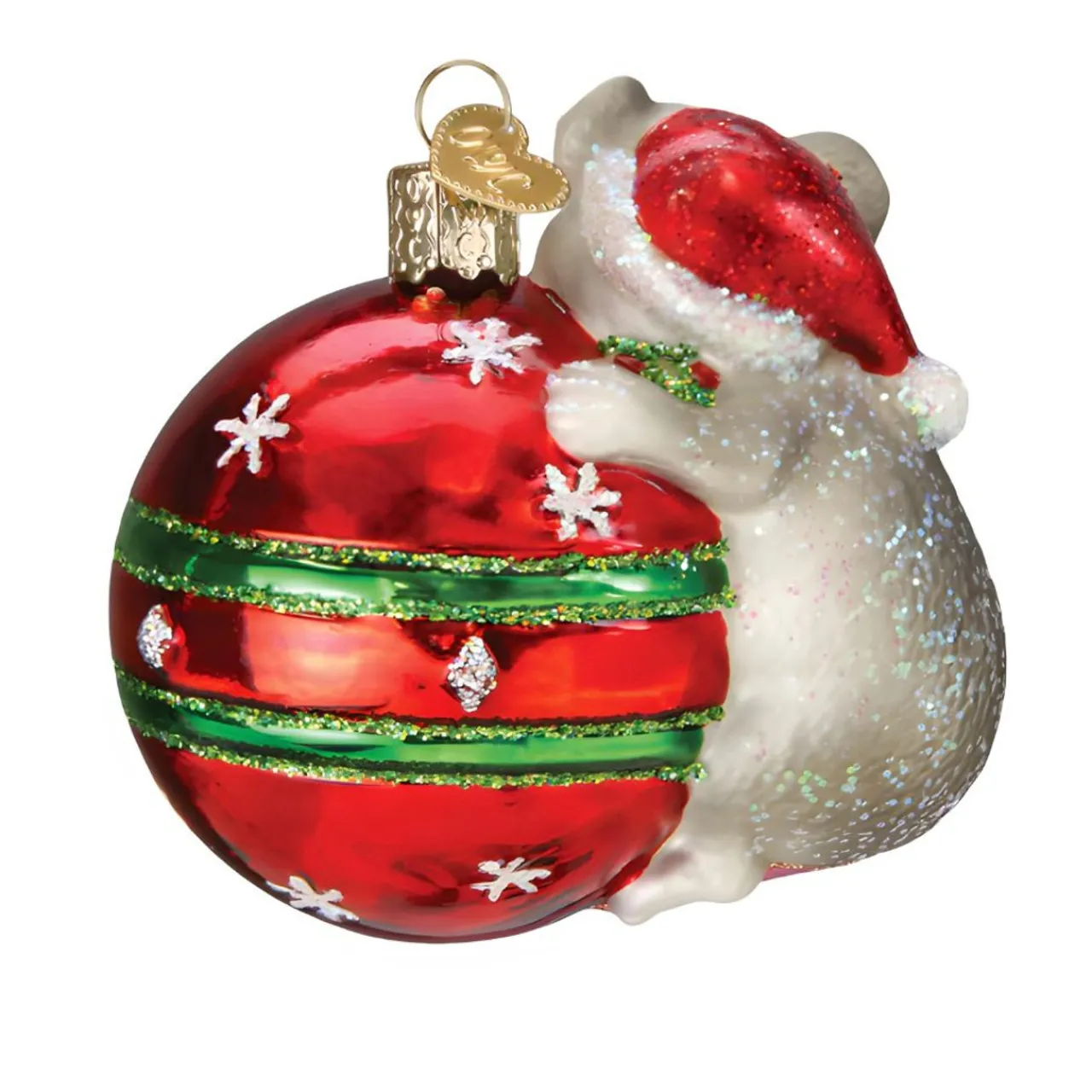 Playful Mouse Festive Ornament|Old World Glass Clearance