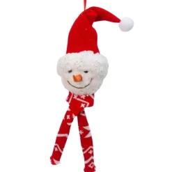 Plush Snowman Wearing Santa Hat Ornament | The Christmas Loft|
