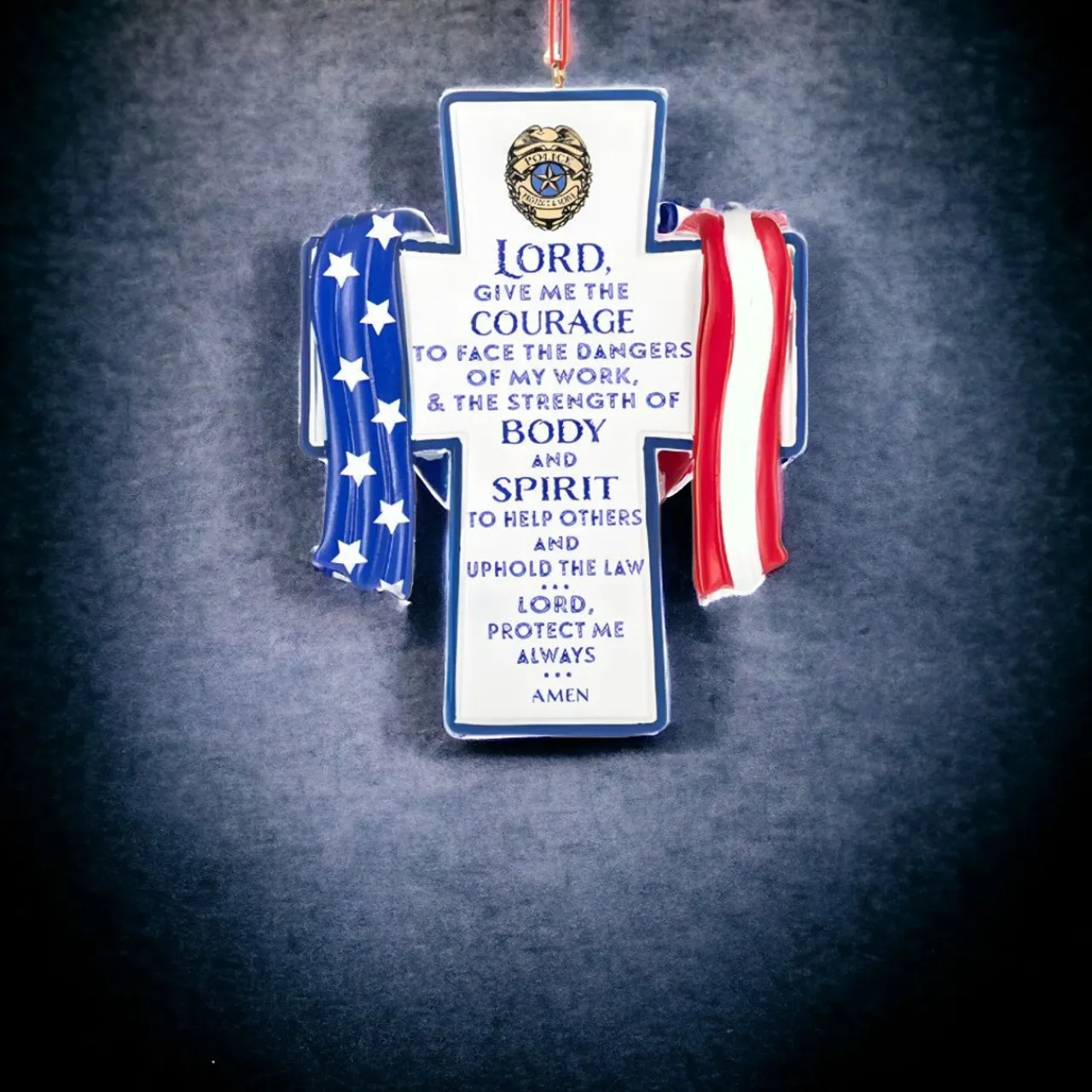 Police Protect Serve Courage Cross Ornament| Discount