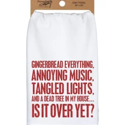 Primitives by Kathy Kitchen Christmas Dish Towel - Tangled Lights, is it Over Ye| Sale
