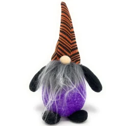 Purple and Orange Halloween Themed Light Up Flashing Gnome Figurine| Outlet