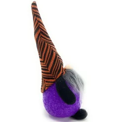 Purple and Orange Halloween Themed Light Up Flashing Gnome Figurine| Outlet