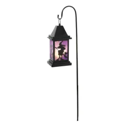 Purple Solar Powered Lantern With Witch Yard Theme| Clearance