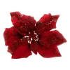 10" Glittered Poinsettia Clip, Festive Red, Polyester| Sale