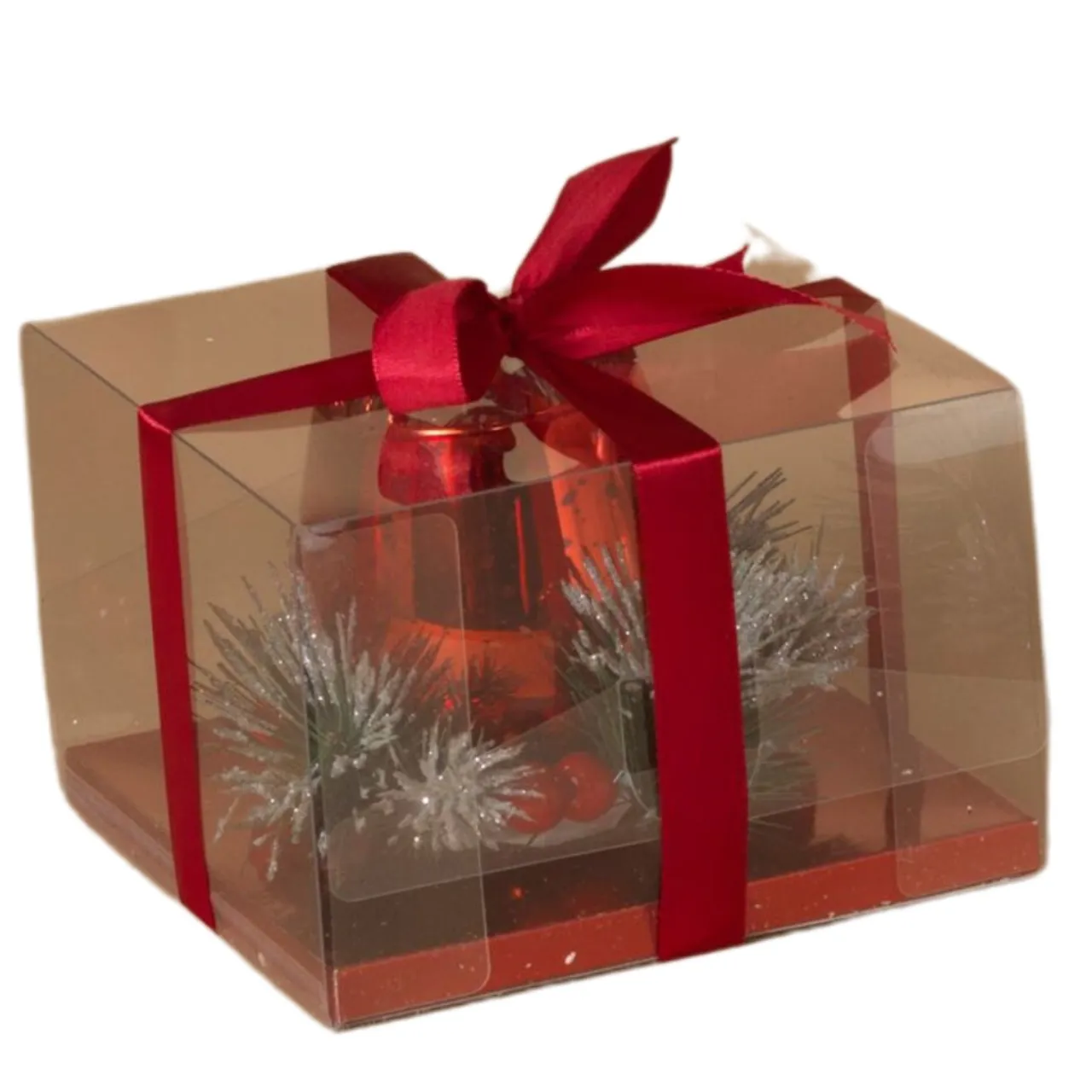 Red Candleholder w/Pine| Clearance