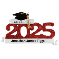 Red Class of 2025 Graduation Personalized Ornament| Outlet