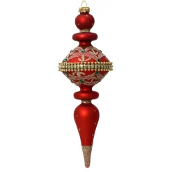 Red Elegant Glass Finial Set of 2 Ornaments| New