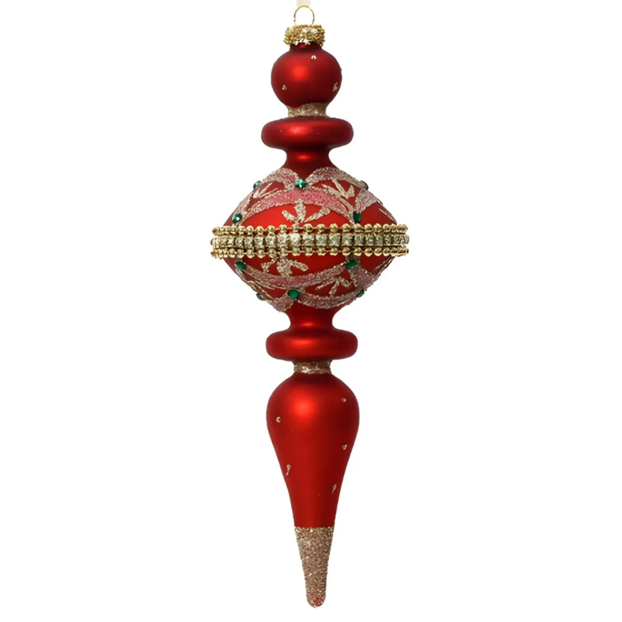 Red Elegant Glass Finial Set of 2 Ornaments| New