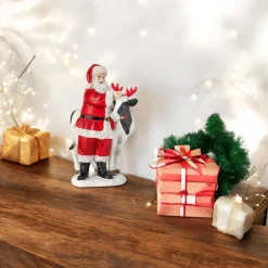 Resin Santa with Cow Figurine| New
