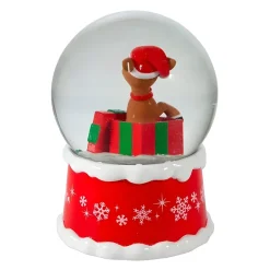 Rudolph The Red Nose Reindeer In Present Water Globe|Kurt Adler New