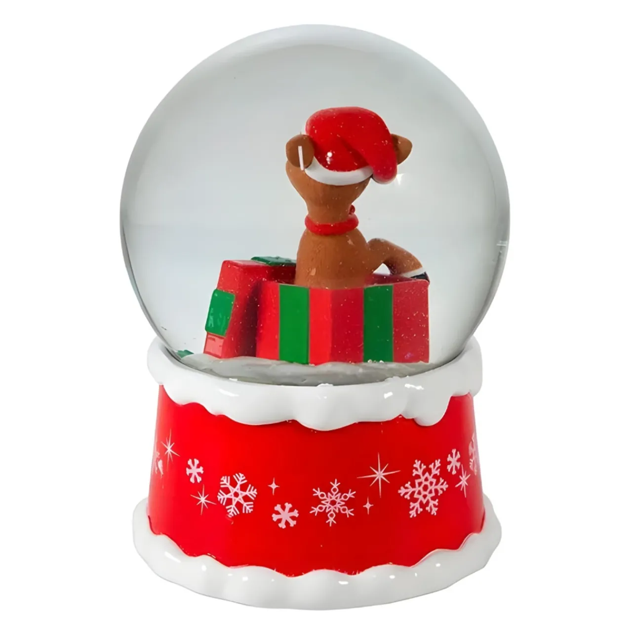 Rudolph The Red Nose Reindeer In Present Water Globe|Kurt Adler New