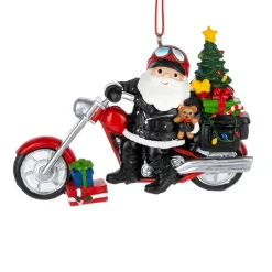 Santa on Motorcycle Chopper Christmas Ornament|