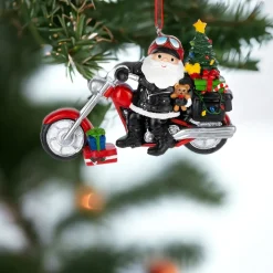 Santa on Motorcycle Chopper Christmas Ornament|