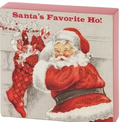 Santas Favorite Block Sign with Vintage Santa| Discount