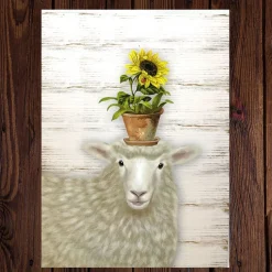 Sheep with Sunflower Pot Wall Art| Best