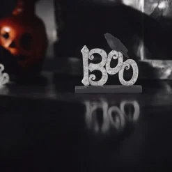 Silver Resin Boo With Black Crow Sign| Hot