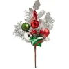 Silver Tinsel Pick- Red Bulbs| Clearance